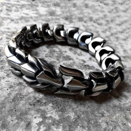 Punk Silver Color Metal Dragon Bracelet for Men Stainless Steel Chain Bracelet Rock Biker Jewelry Gift