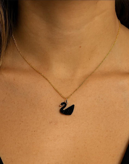 Gold Chain With Beautiful Black Swan Duck Necklace For Women - Gold Chain Neck Statement Collar Chains Shining Female Jewelry