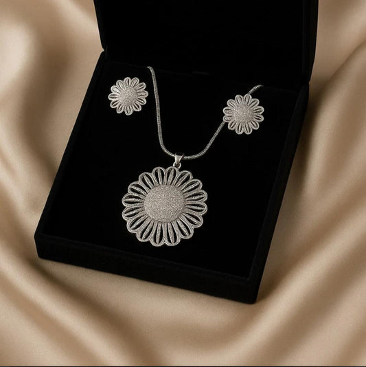 Radiant Heart Diamond Necklace & Earrings Set