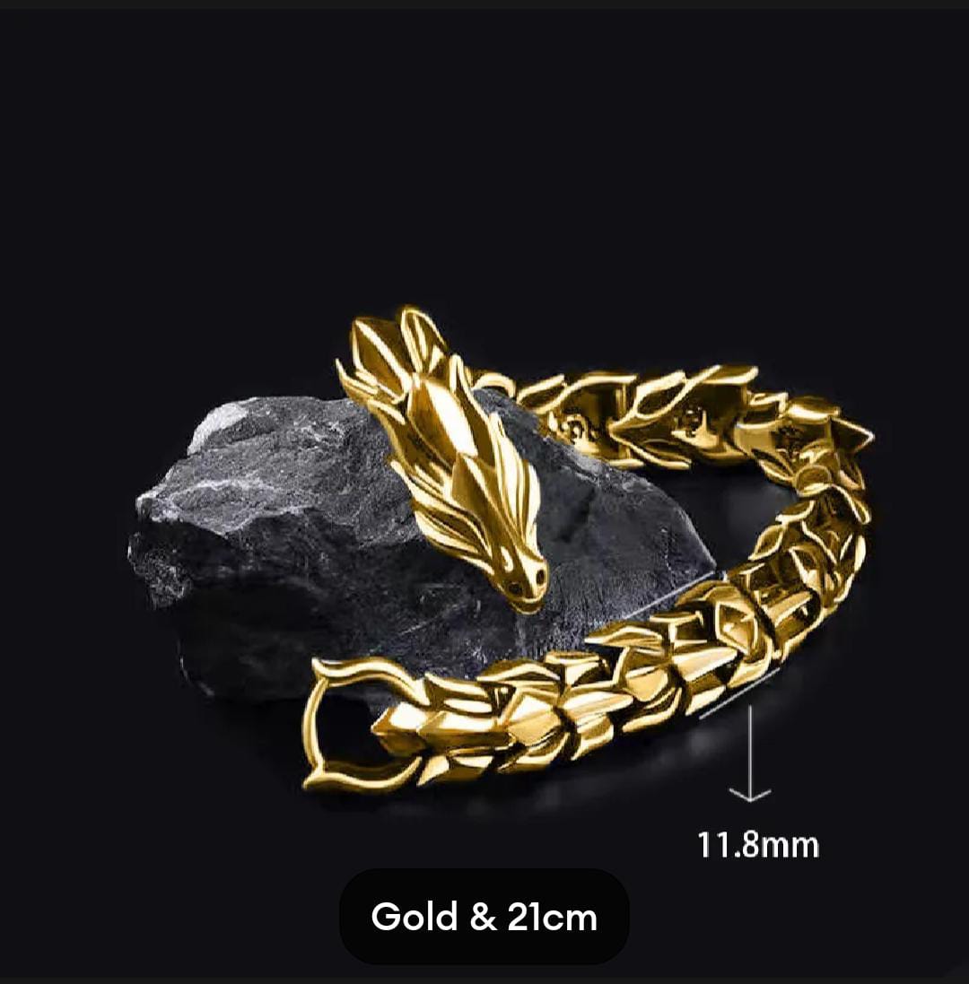 Punk Silver Color Metal Dragon Bracelet for Men Stainless Steel Chain Bracelet Rock Biker Jewelry Gift