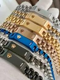 Rolex Style Bracelet for Men | Stainless Steel Hand Bracelet 1st Copy | Black, Gold, Blue Colors | Luxury Rolex Name Bracelet for Boys & Girls | Designer Fashion Bracelet for Gift & Daily Wear